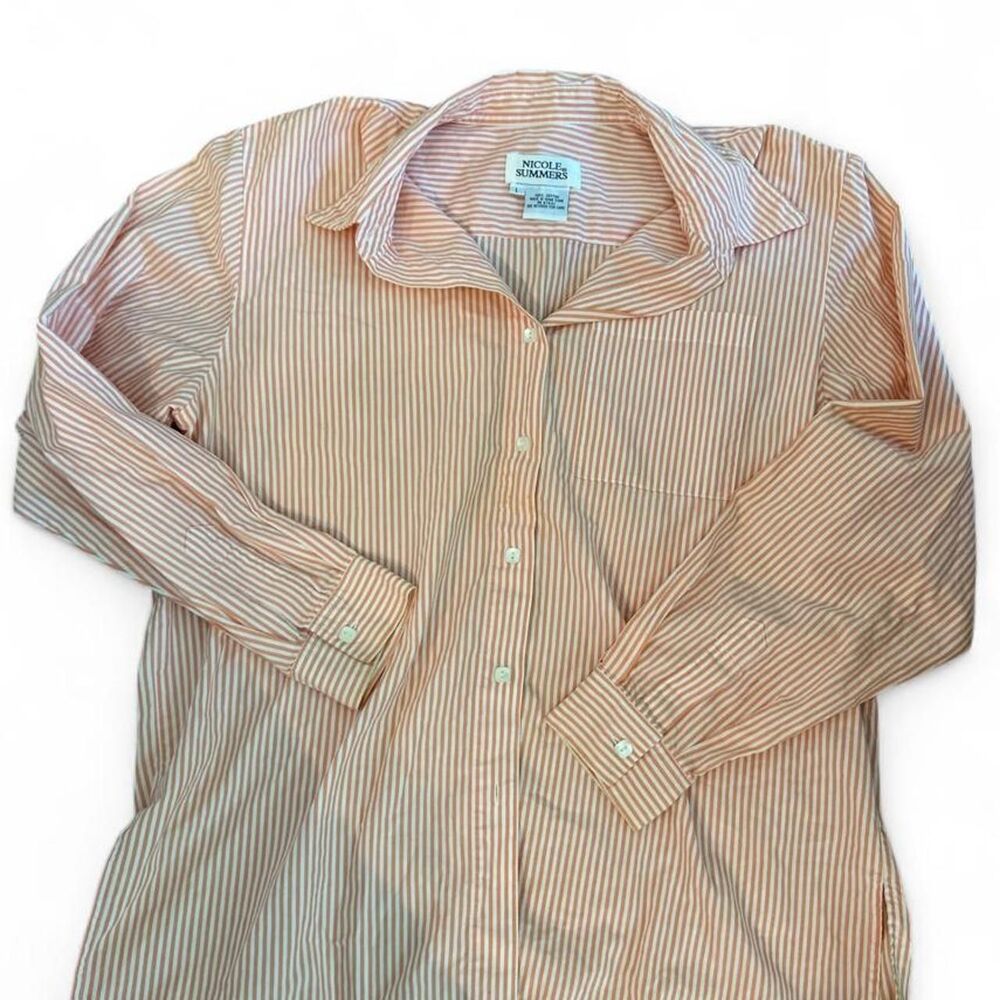 Nicole Summers Cotton Pink Striped Button Down - Size L